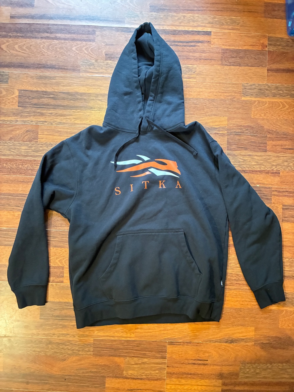 Men's Black Sitka Hoodie with Orange Logo